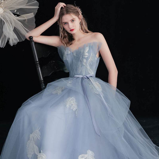 Buycenter Blue Evening Dress - Sleeveless Puff Skirt for Weddings - Buy Center