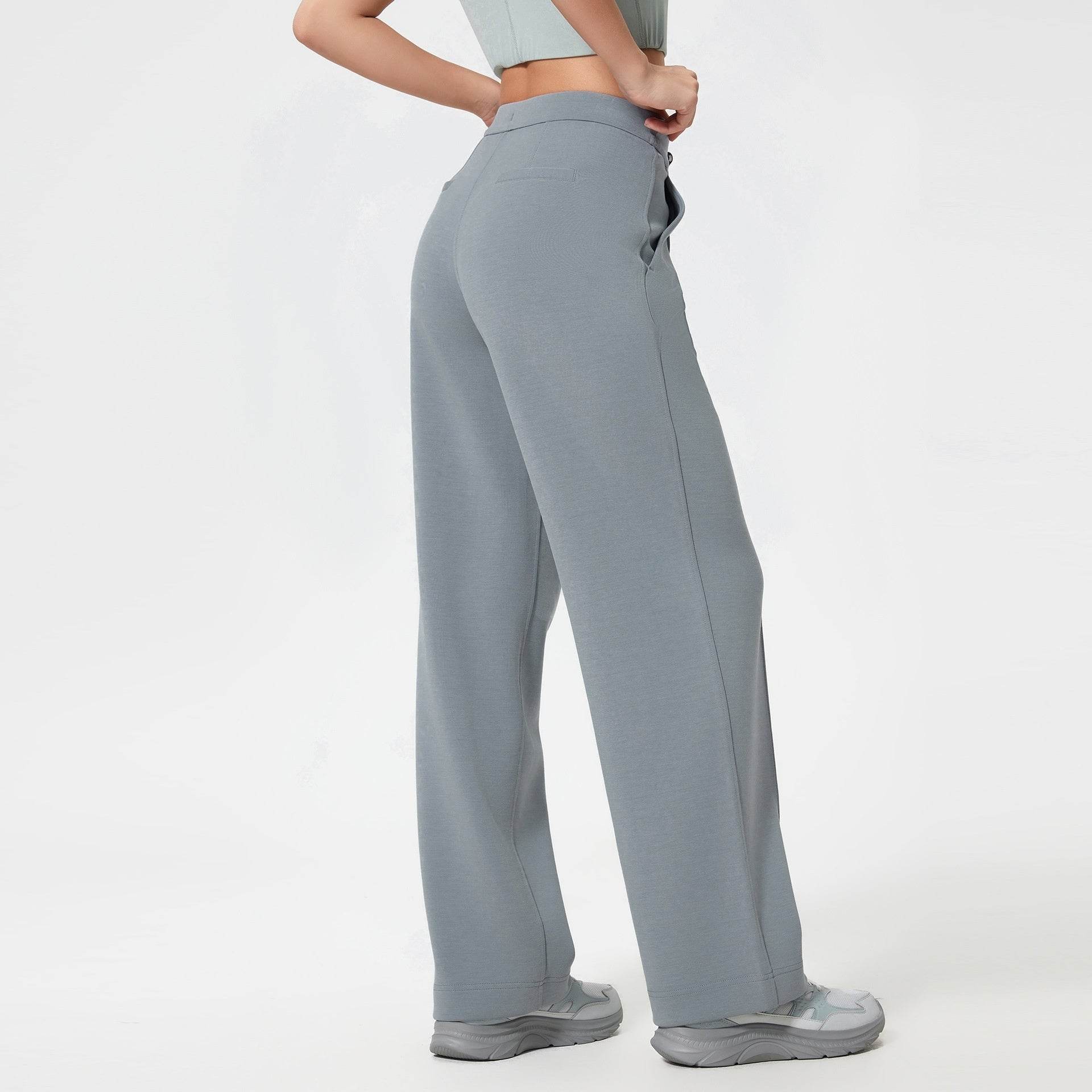 Buycenter Loose Drooping Slimming Straight Pants - Mid Waist, Soft Cotton Blend - Buy Center