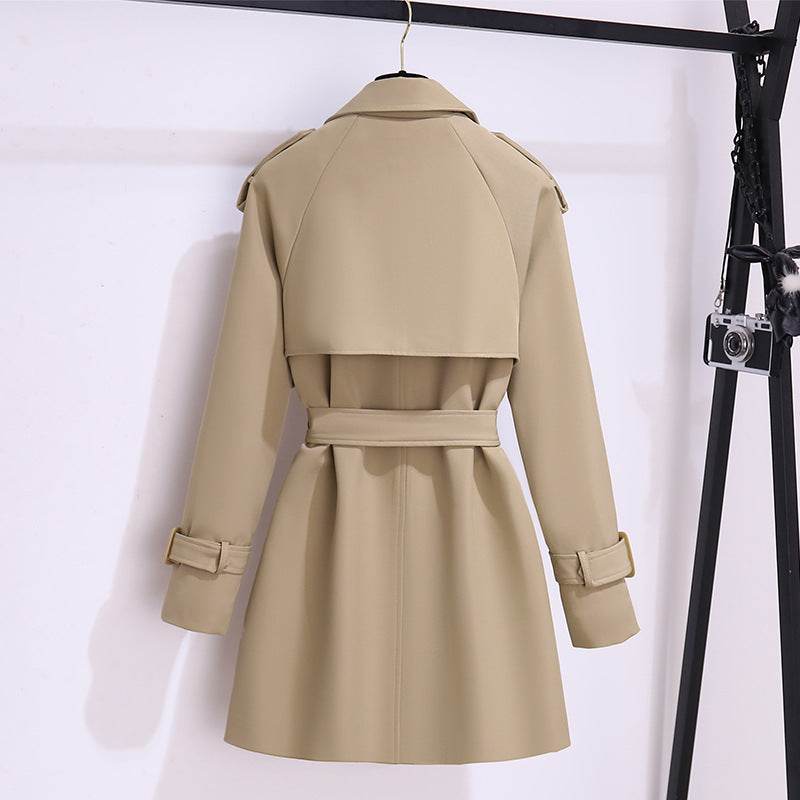 Buycenter Women's Khaki Short Trench Coat - Stylish and Comfortable Fit - Buy Center