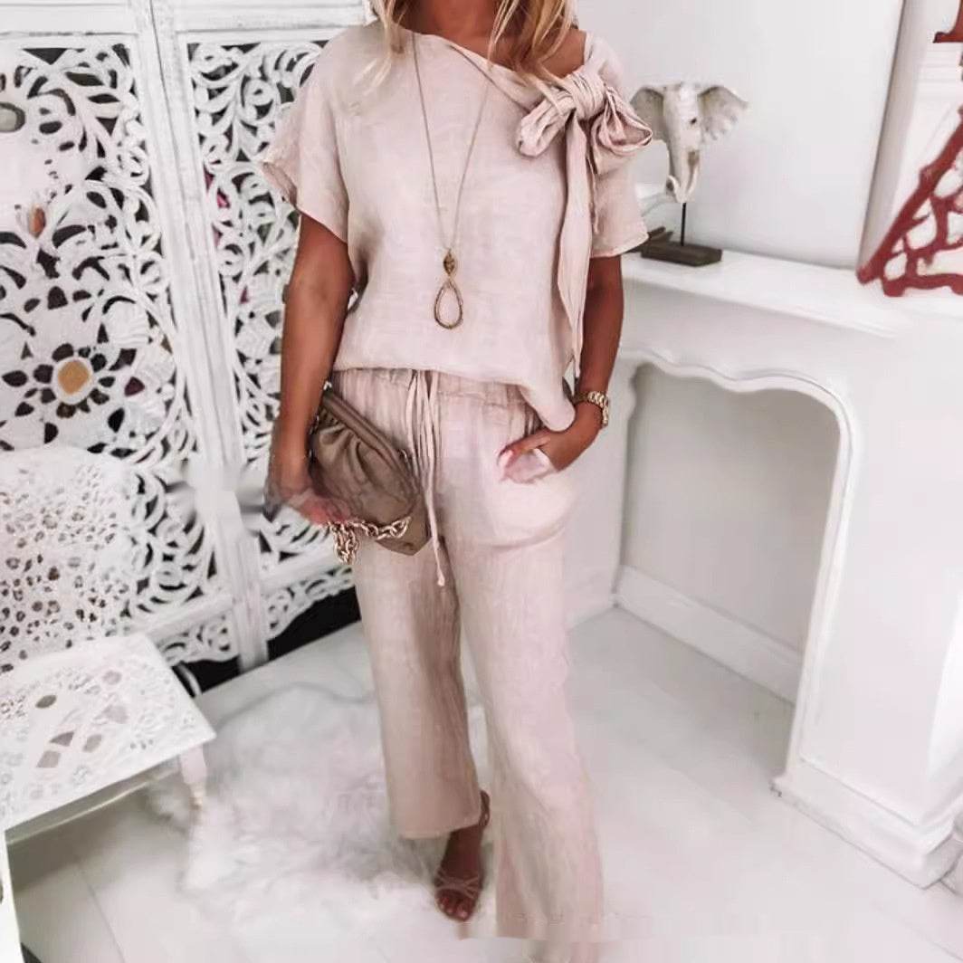 Casual Female Cotton Pants Suit - A-Line Skirt for Summer Comfort - Buy Center