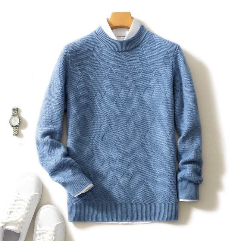 Luxurious Men's Cashmere Sweater - Thick Round Neck, Stylish & Warm - Buy Center