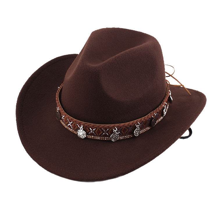 European & American Woolen Cowboy Hat - Stylish Adjustable Fit for All - Buy Center