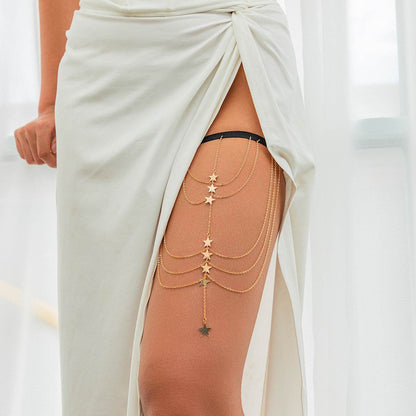 Multi-Layer Chain Star Thigh Ring - Stylish Body Jewelry for Trendsetters - Buy Center
