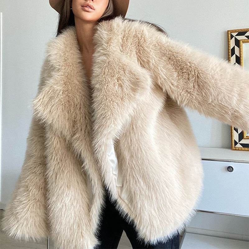 Buycenter Medium Length Fox Fur Coat - Stylish Street Trendsetter - Buy Center