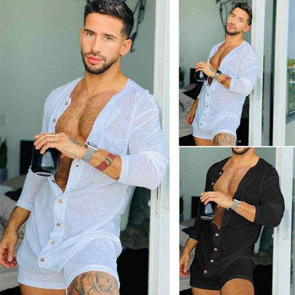 Pure Color Tight Jumpsuit for Men - Stylish Homewear in Classic Colors