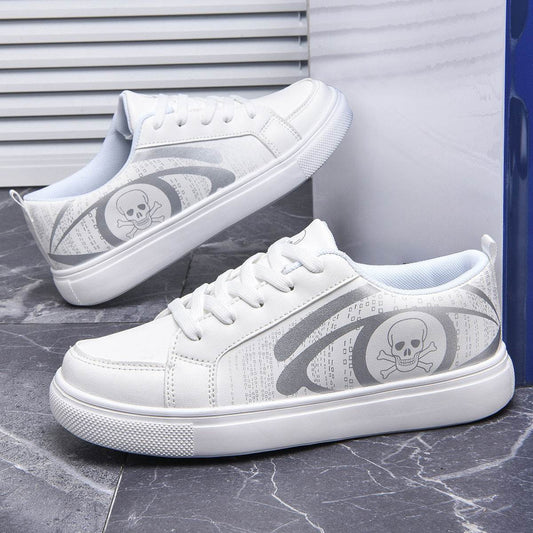 Stylish Plus Size White Leather Flats - Unique Skull Pattern for 2025 - Buy Center