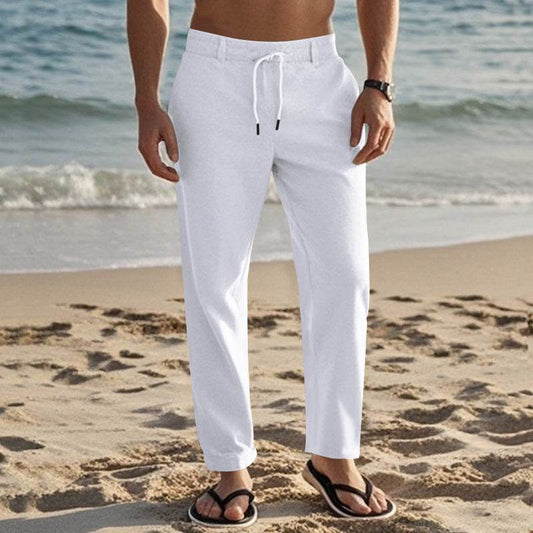 Men's Casual Drawstring Trousers - Premium Cotton Linen Sweatpants - Buy Center