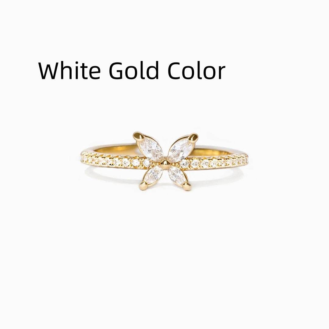 Buy Center S925 Sterling Silver Butterfly Ring - Diamond-Studded Design - Buy Center