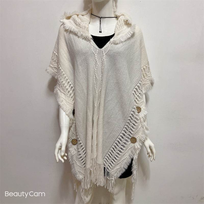 Plus Size Hooded Pullover Sweater - Batwing Tassel Design for Winter - Buy Center