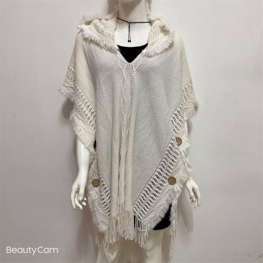 Plus Size Hooded Pullover Sweater - Batwing Tassel Design for Winter - Buy Center