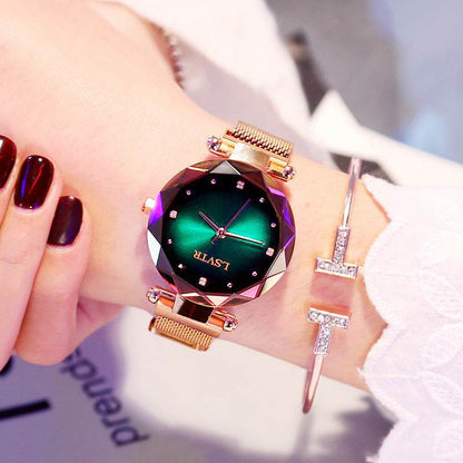 Women's Starry Quartz Watch - Sleek 8mm Lazy Magnet Strap, Stylish Design - Buy Center