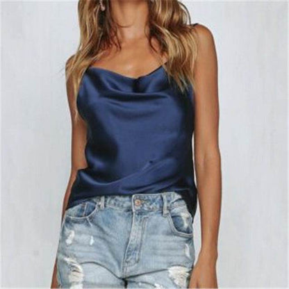 Buycenter Silky Satin Camisole Tank Top - Sleeveless, Purple & Black - Buy Center
