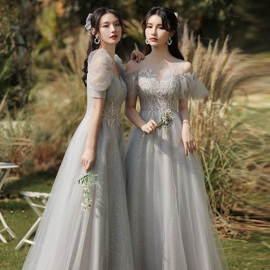 Sisters Gray Slim Fit Dress - Elegant Bridesmaid & Girlfriend Style 2025 - Buy Center