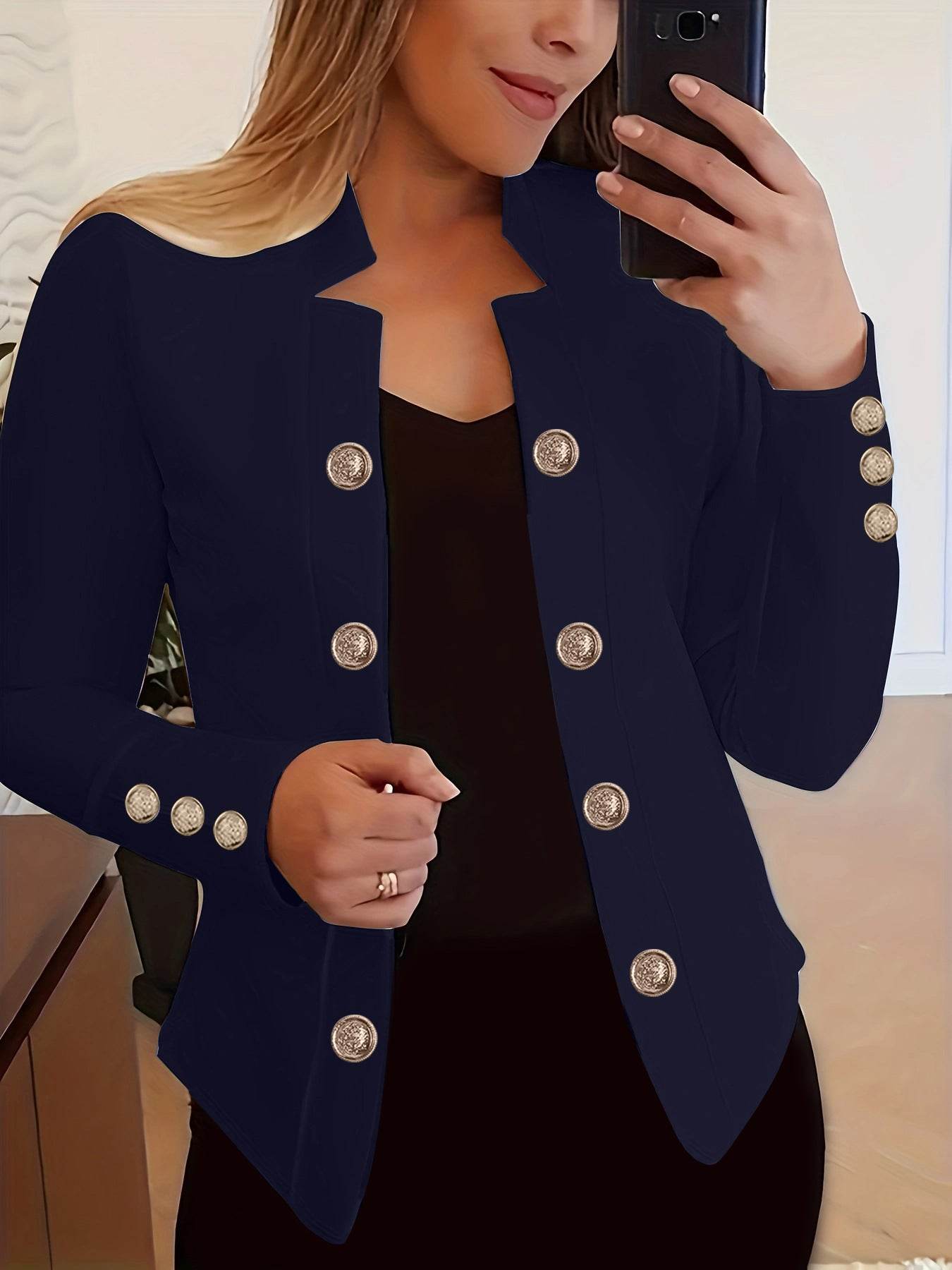 Buycenter Women's Fashion Blazer - Cuff Button Small Suit in Multiple Colors - Buy Center