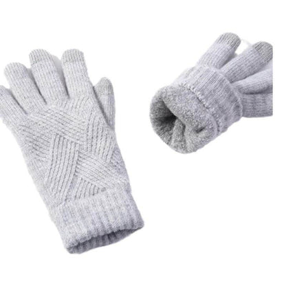 Autumn & Winter Fleece-Lined Knitting Gloves - Double Layer Warmth - Buy Center