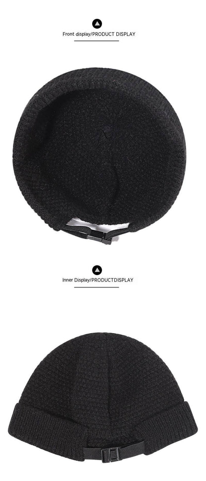 Warm Hemming Knitted Woolen Cap - Adjustable Winter Beanie for Outdoor Style - Buy Center