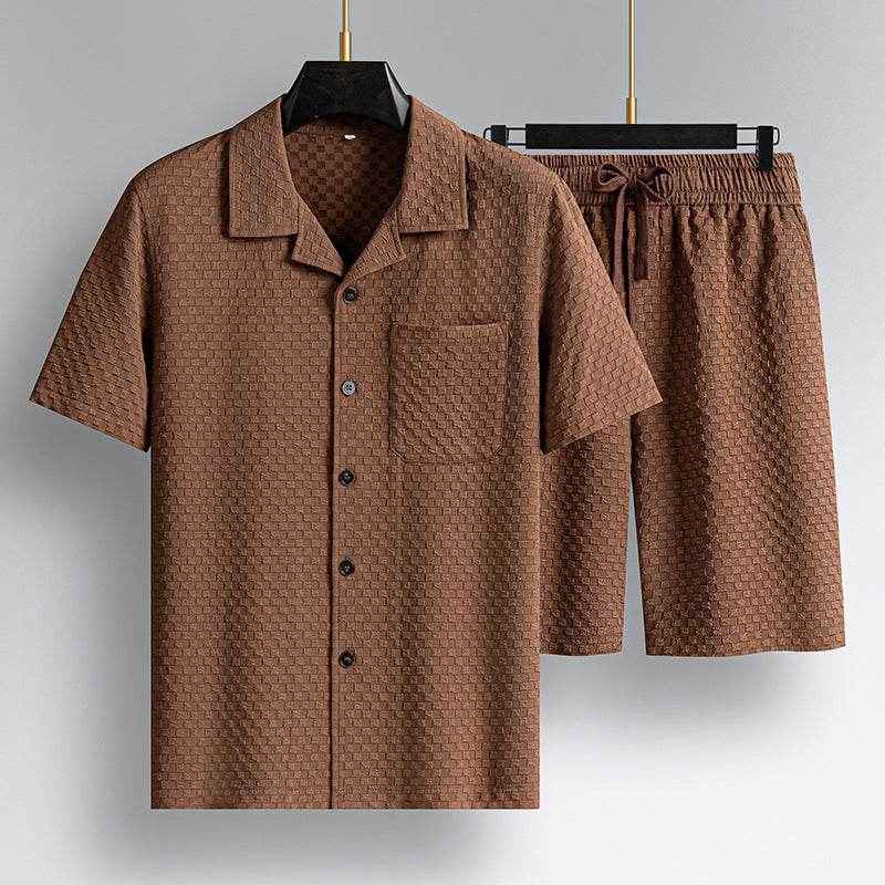 Trendy Lapel Short Sleeve Shorts Suit - Stylish Man Pajama Set for All Occasions