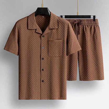 Trendy Lapel Short Sleeve Shorts Suit - Stylish Man Pajama Set for All Occasions