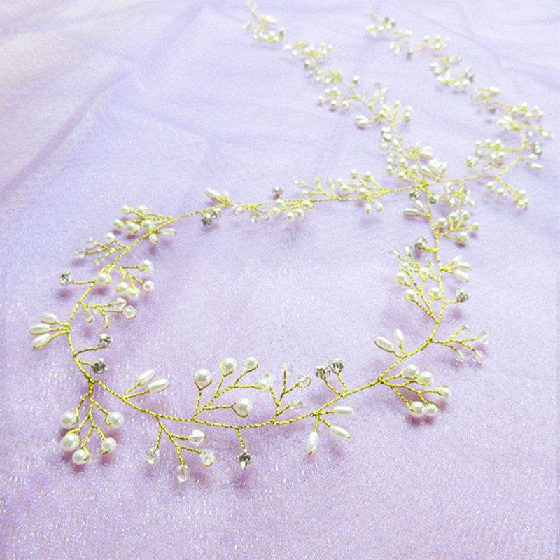 Elegant Bridal Hair Accessories - Crystal Pearl Long Hair Band for Weddings - Buy Center