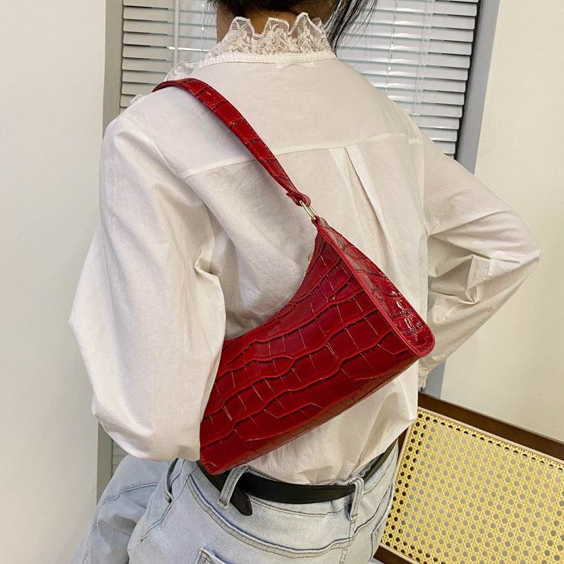 Buycenter Candy Color Shoulder Bag - Embossed Stone Pattern, Soft PU - Buy Center