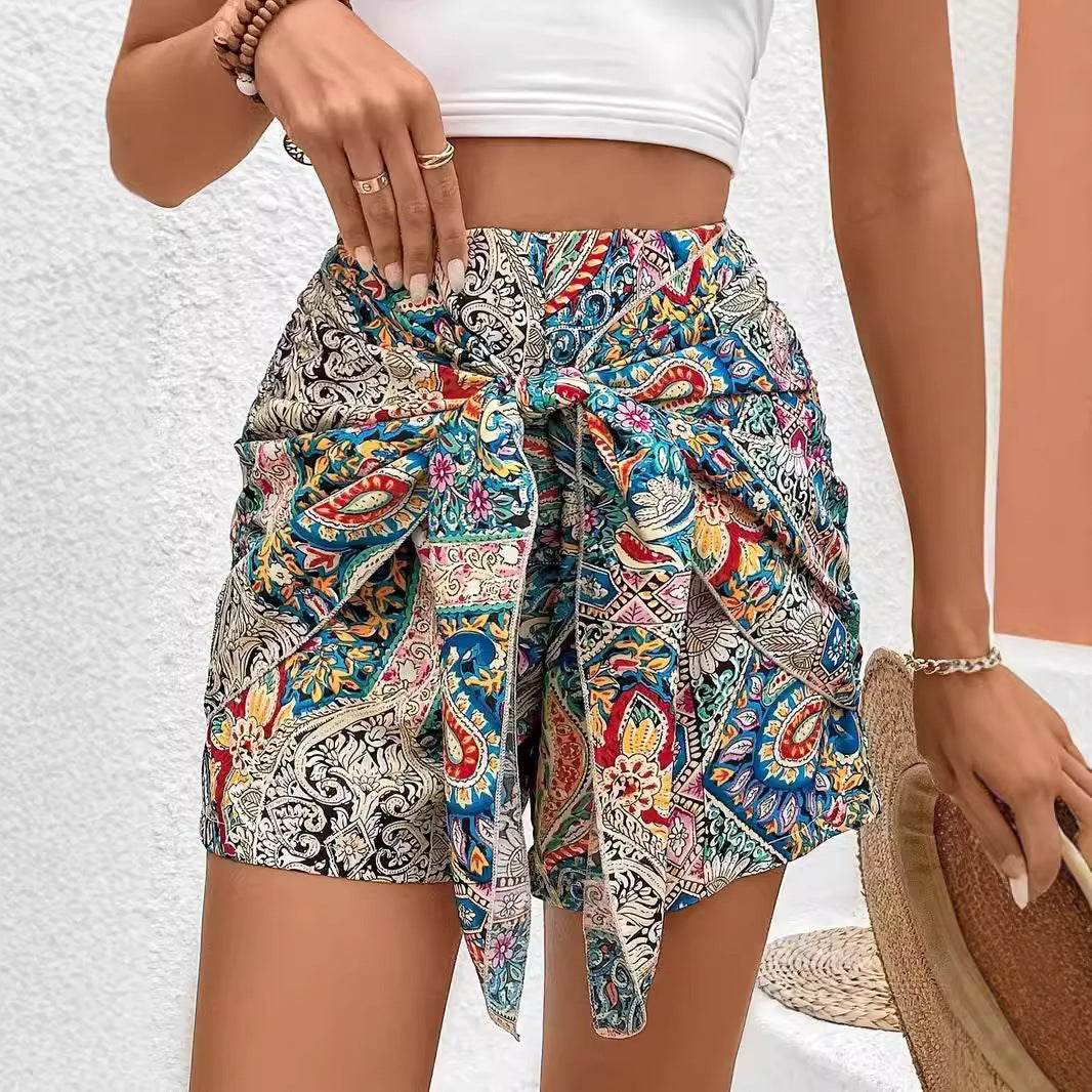 Buycenter Women's Slimming Printed Irregular Lace-Up Skirt - Trendy Design - Buy Center