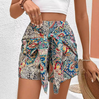 Buycenter Women's Slimming Printed Irregular Lace-Up Skirt - Trendy Design - Buy Center