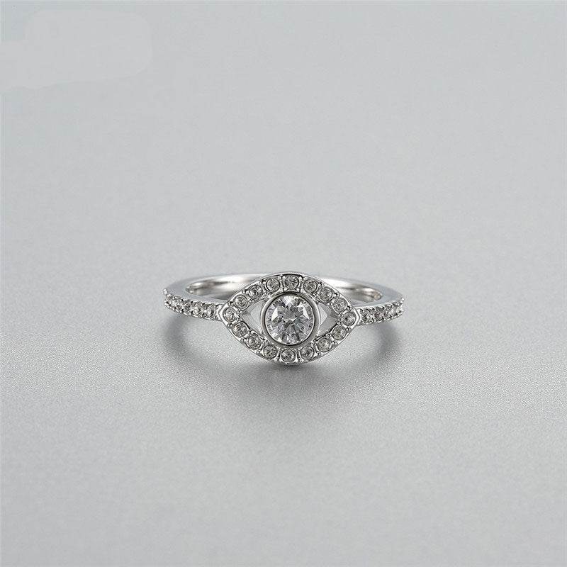 Women's Silver Crystal Eye Ring - Unique Cartoon Design for Bold Fashion - Buy Center