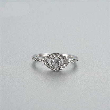 Women's Silver Crystal Eye Ring - Unique Cartoon Design for Bold Fashion - Buy Center