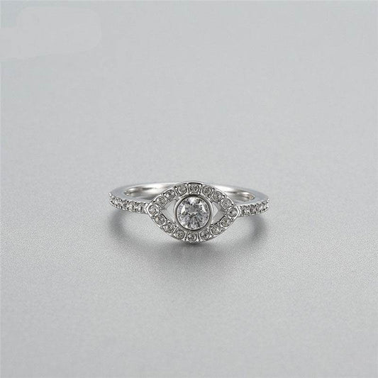 Women's Silver Crystal Eye Ring - Unique Cartoon Design for Bold Fashion - Buy Center