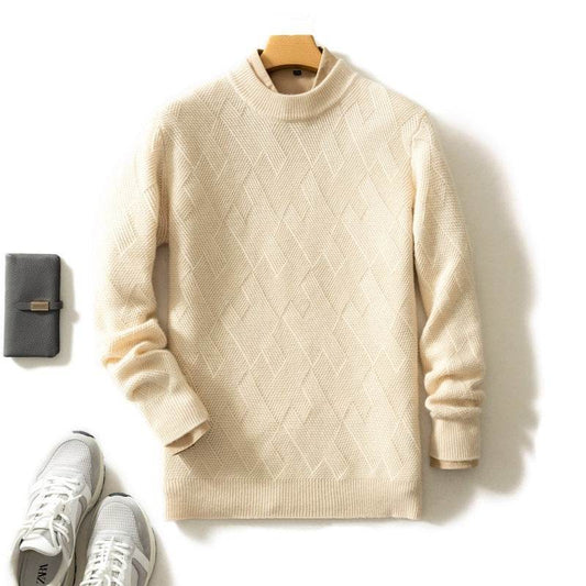 Luxurious Men's Cashmere Sweater - Thick Round Neck, Stylish & Warm - Buy Center