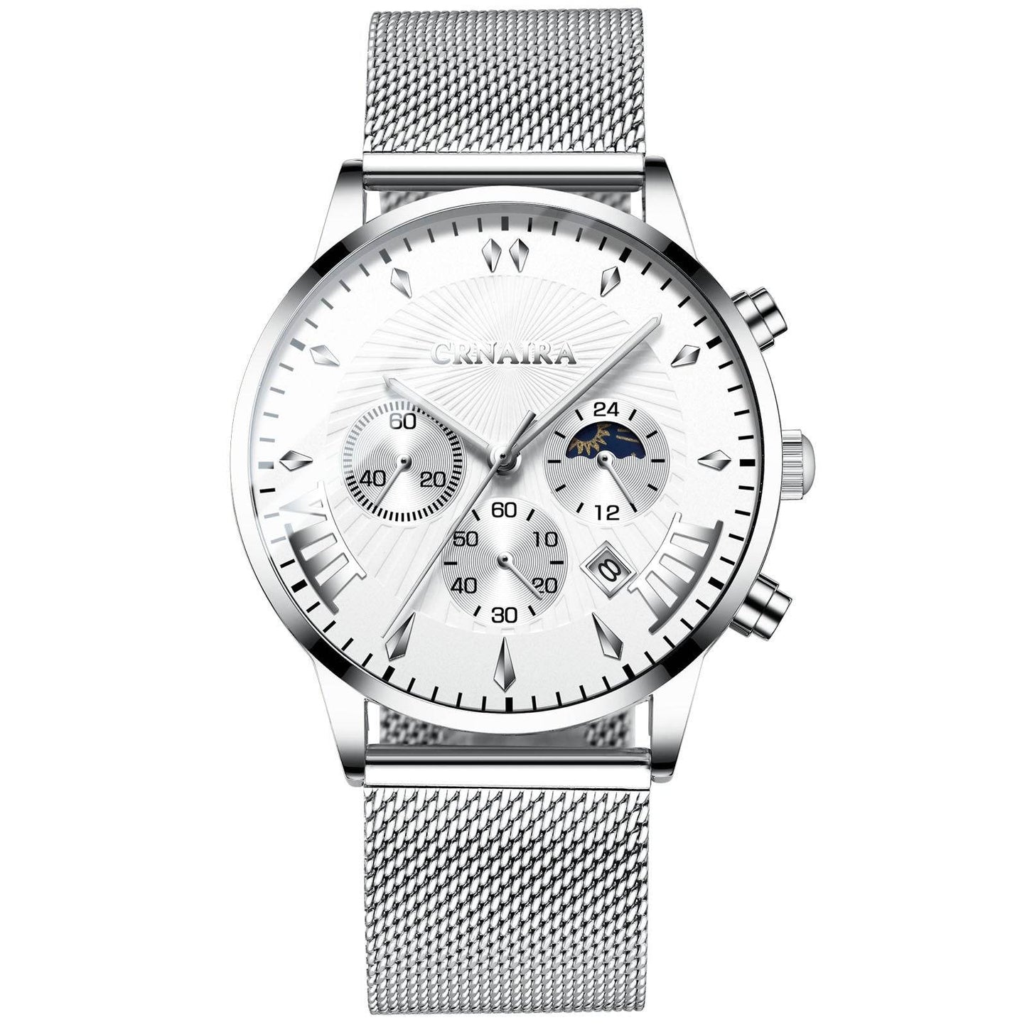 Buycenter Men's Waterproof Quartz Watch - Three-Eye Design, Stylish Alloy Band - Buy Center