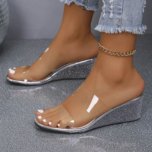 Buycenter Women's Summer Transparent Wedges - High Heel Fish Mouth Sandals - Buy Center