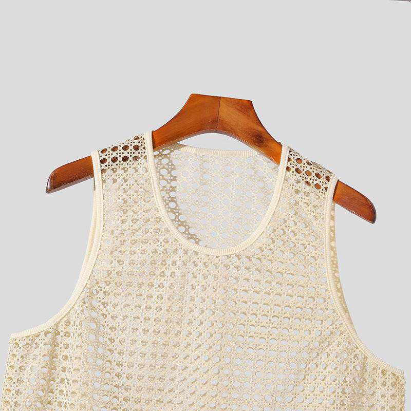 Hollow Fitness Sports Sleeveless T-shirt - Casual Summer Top in Apricot - Buy Center