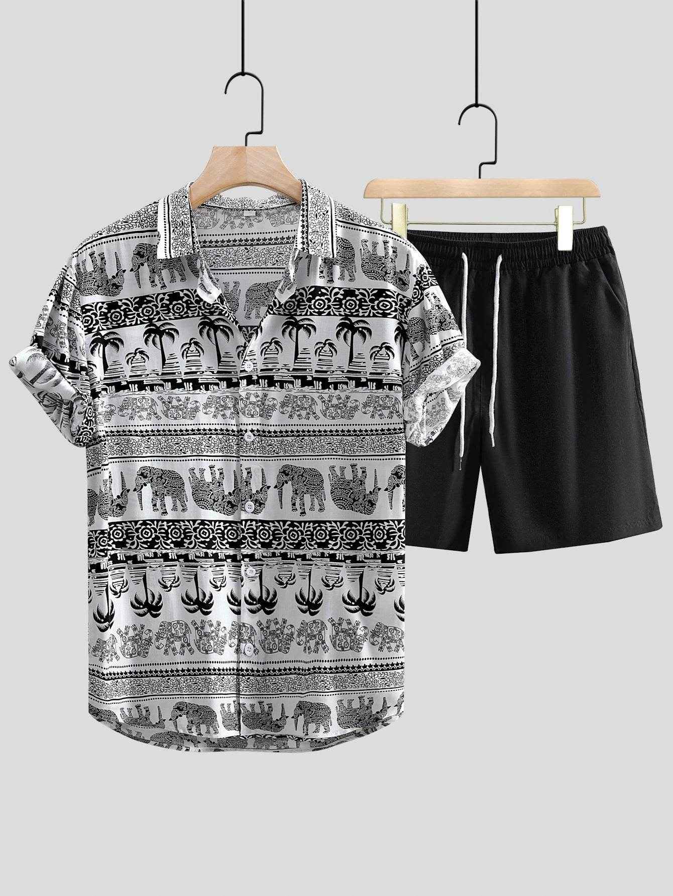 Men's Casual Short Sleeve Shirt Outfit - Trendy Prints & Comfort