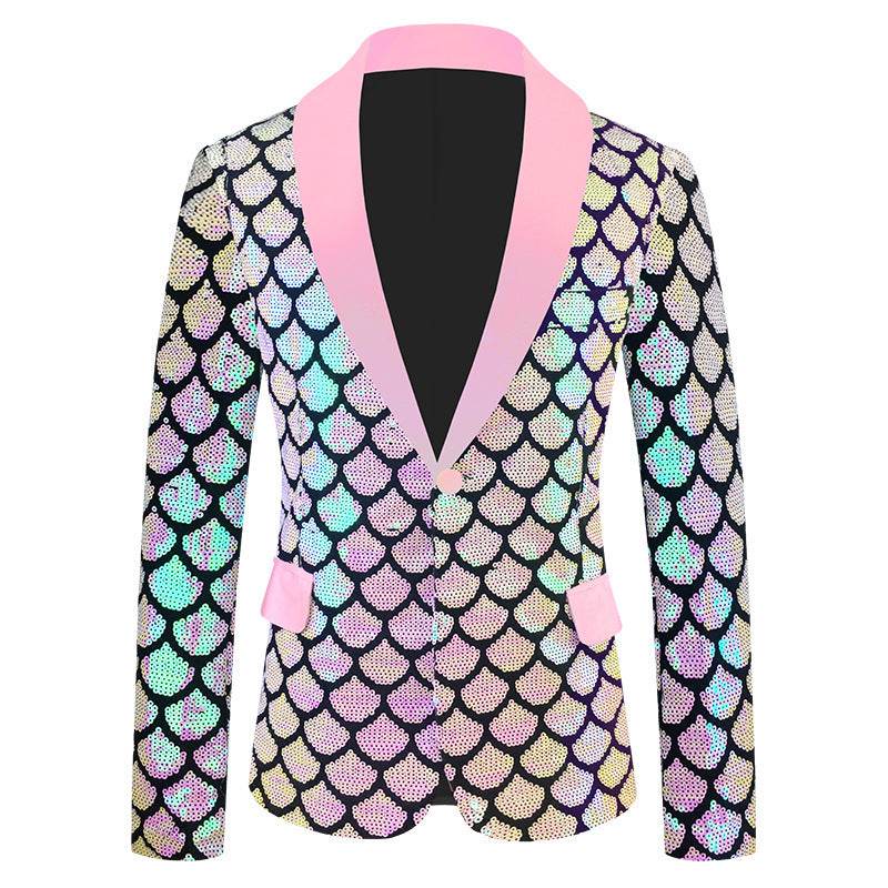 Men's Velvet Colorful Sequined Costume - Slim Fit & Unique Pocket Style - Buy Center