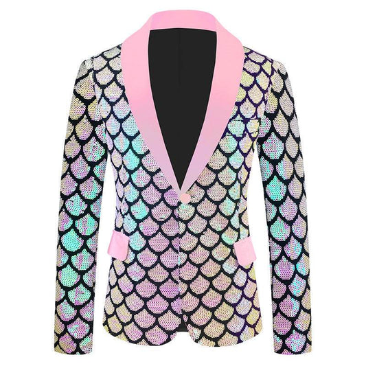 Men's Velvet Colorful Sequined Costume - Slim Fit & Unique Pocket Style - Buy Center