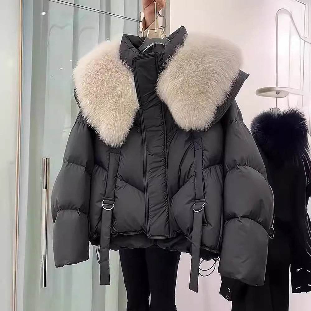 Women's Winter Black Cotton Padded Coat - Stylish, Warm, Chic Fur Collar - Buy Center