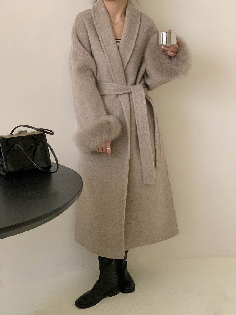 Women's Reversible Cashmere Coat - Elegant Long Lapel & Stylish Design - Buy Center
