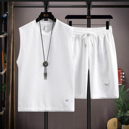 Buycenter Summer Ice Silk Vest & Shorts Set - Casual Geometric Fashion - Buy Center
