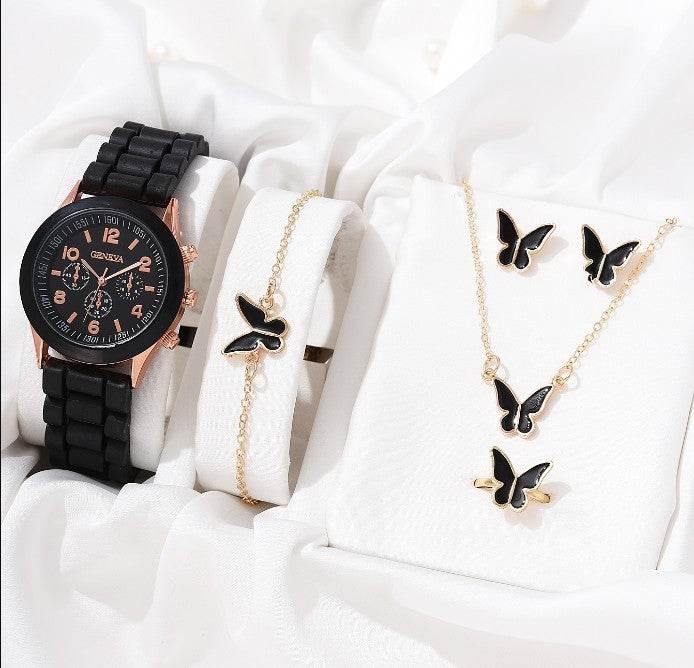 Buy Center Women's Imitation Leather Watch Set - Elegant Jewelry Bundle - Buy Center