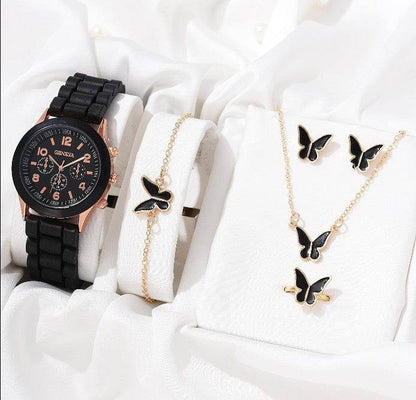 Buy Center Women's Imitation Leather Watch Set - Elegant Jewelry Bundle - Buy Center