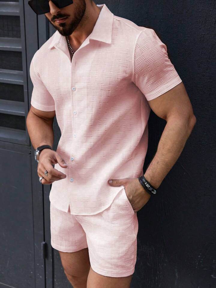 Men's Casual Two-Piece Suit - Summer Short-Sleeved Shirt & Shorts Set - Buy Center