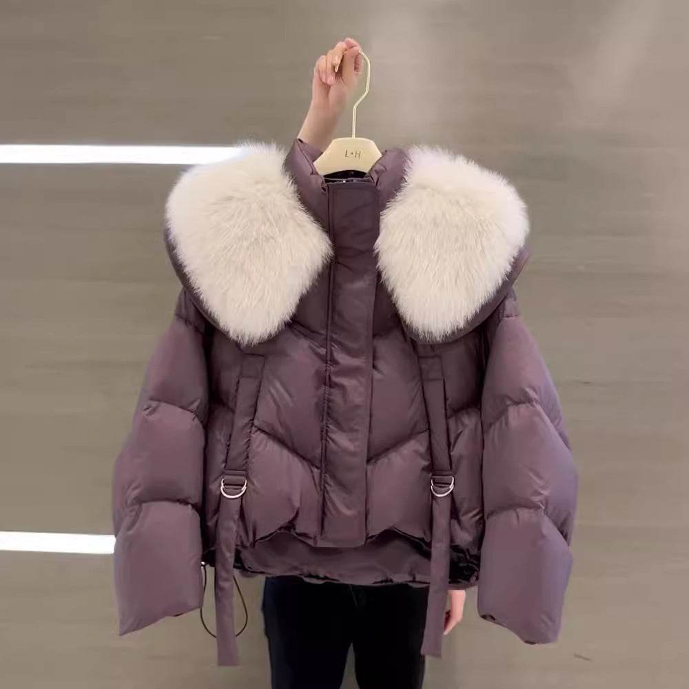 Women's Winter Black Cotton Padded Coat - Stylish, Warm, Chic Fur Collar - Buy Center