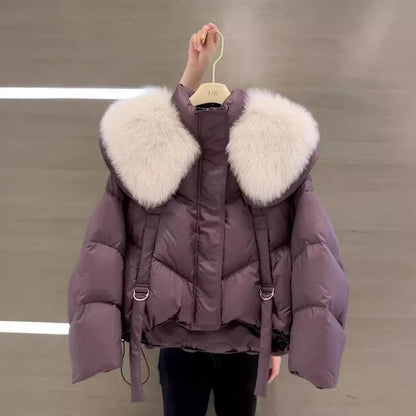 Women's Winter Black Cotton Padded Coat - Stylish, Warm, Chic Fur Collar - Buy Center