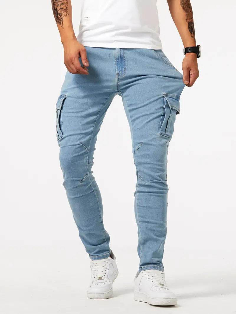Men's Casual Multi-Bag Labor Protection Pants - Lightweight Cotton Denim - Buy Center