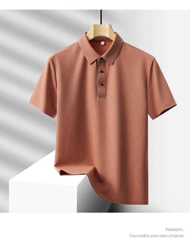 Men's Light Luxury Ice Silk Polo Shirt & Trousers Leisure Suit 2025