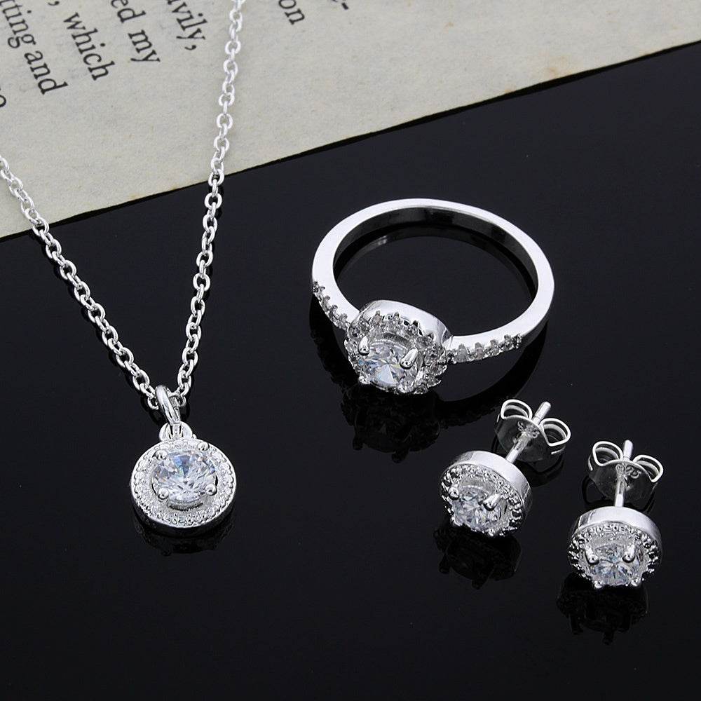 Elegant Zircon Jewelry Suit - Inlaid Apple Ring & Necklace Set 2025 - Buy Center