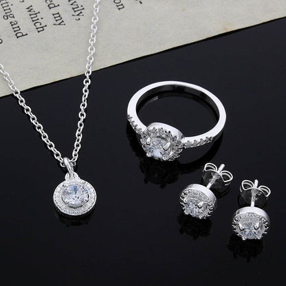 Elegant Zircon Jewelry Suit - Inlaid Apple Ring & Necklace Set 2025 - Buy Center