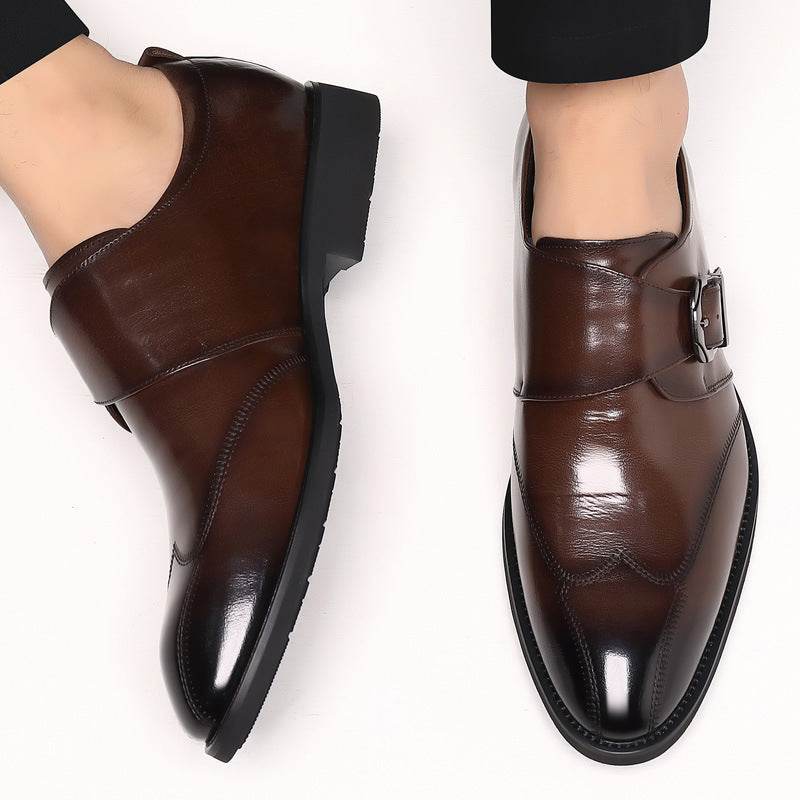 Casual Men's Buckle Leather Shoes - Color-Changing Embroidery Style - Buy Center