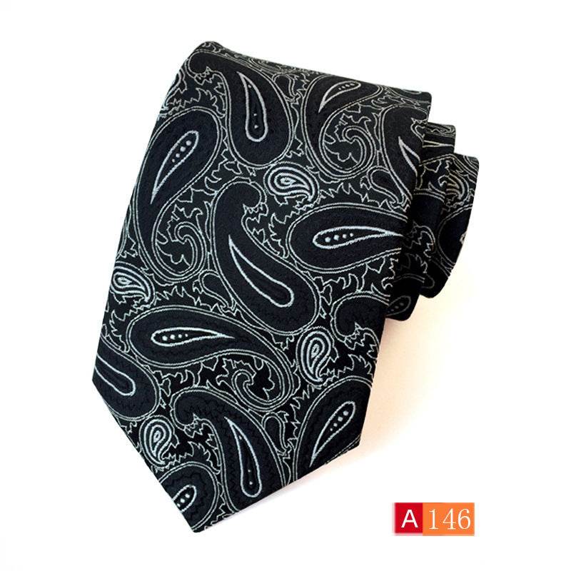 Buycenter Men's Jacquard Tie - Classic Black Stylish Formal Accessory - Buy Center